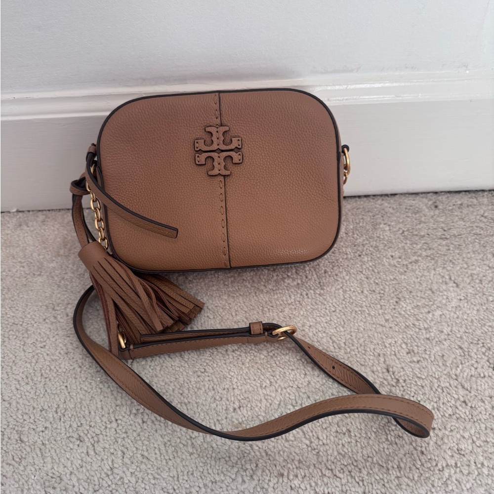 Tory Burch Tan Crossbody Bag with Tassel